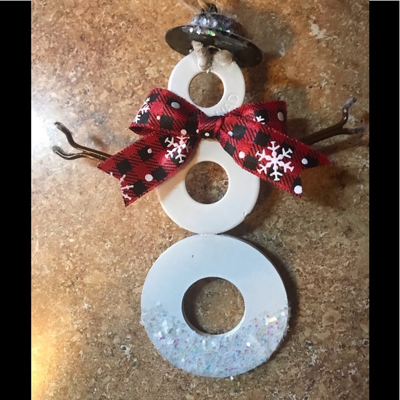 New Handmade Welded Metal SNOWMAN Christmas Tree ORNAMENT - Picture 6 of 7